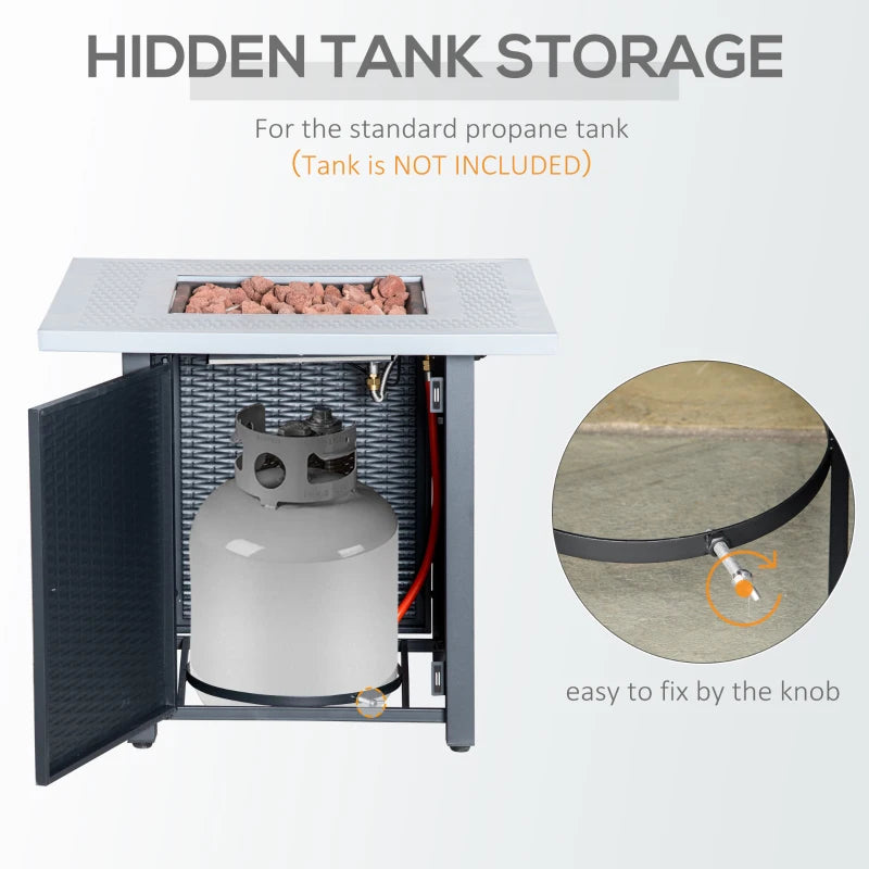 71x71cm 40000 BTU Gas Fire Pit Table - Stylish Black/Grey Outdoor Heating Solution for Patios & Backyards