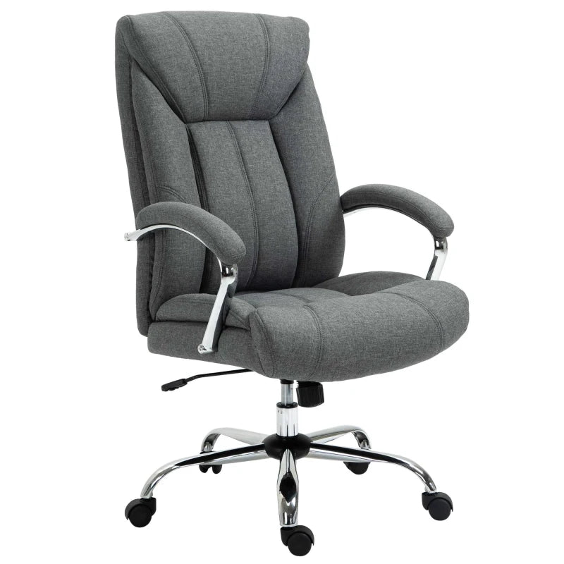 Vinsetto Grey Fabric Office Chair - Padded Executive Desk Chair with Adjustable Height, Swivel Wheels & Metal Star Base