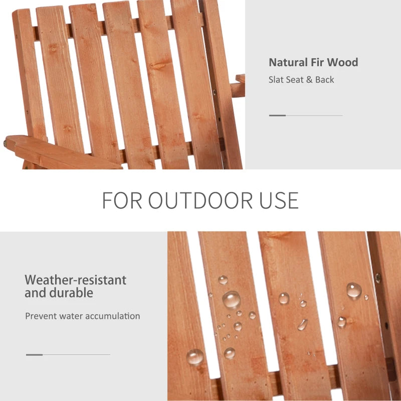 2-Seater Wooden Bench with Built-in Table - Natural Wood