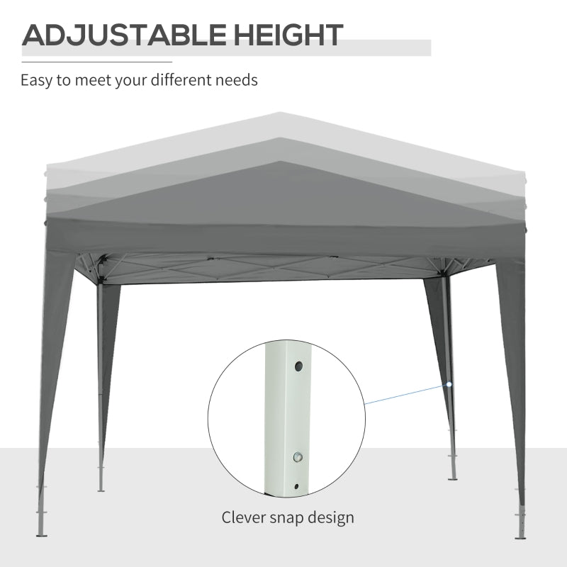 Grey 3x3m Pop Up Waterproof Gazebo Tent with Windows & Carry Bag
