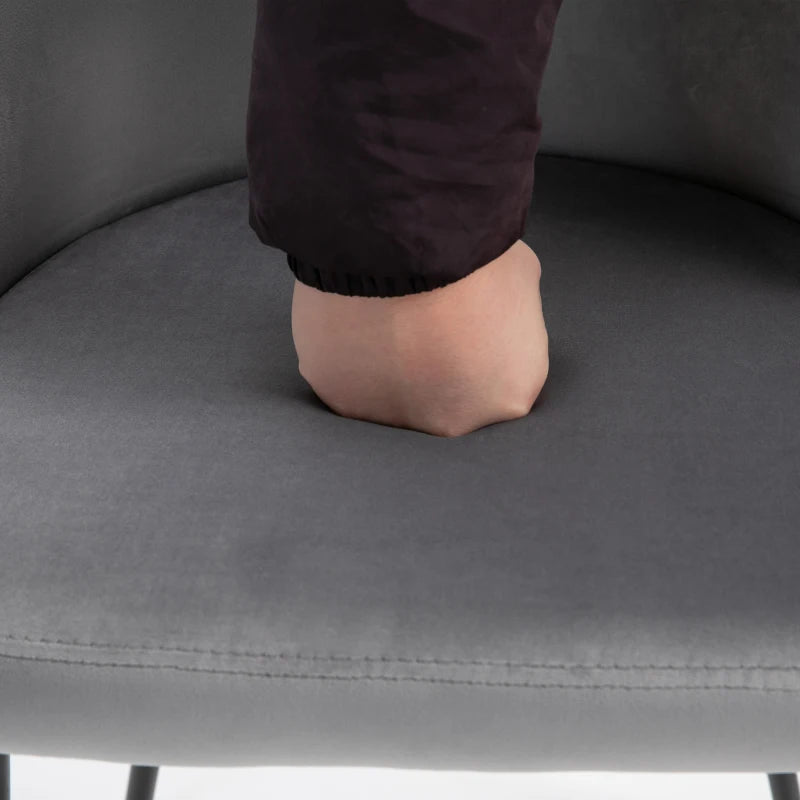 Contemporary Dining Chairs Set of 2 - Soft Fabric Seat & Back for Office, Kitchen, Living Room - Grey