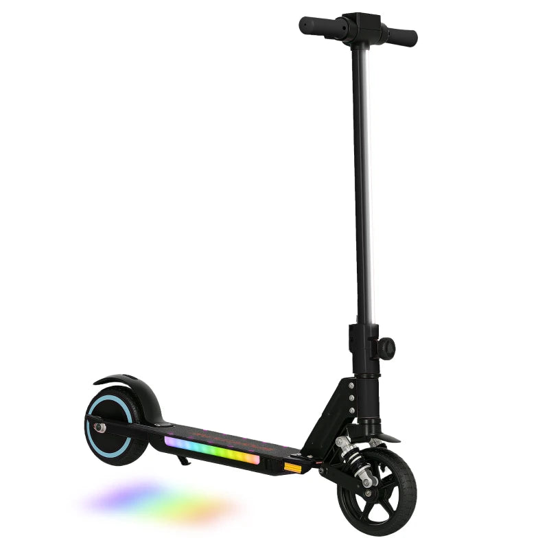 Folding Electric Scooter for Kids with Dual Brakes Front Suspension and LED Lights Black