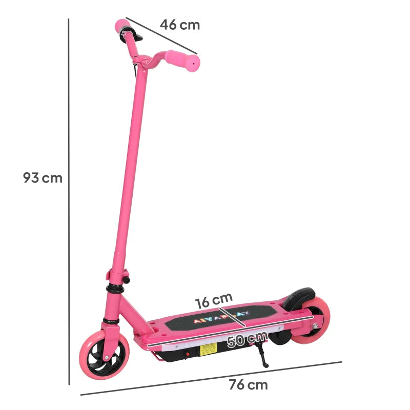 Electric Scooter for Kids Ages 6-14 with Colorful Lights and Pink Design