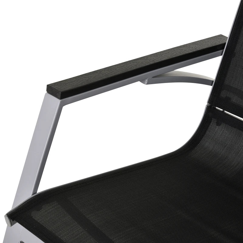 Black High Back Rocking Sun Lounger Chair for Garden Patio