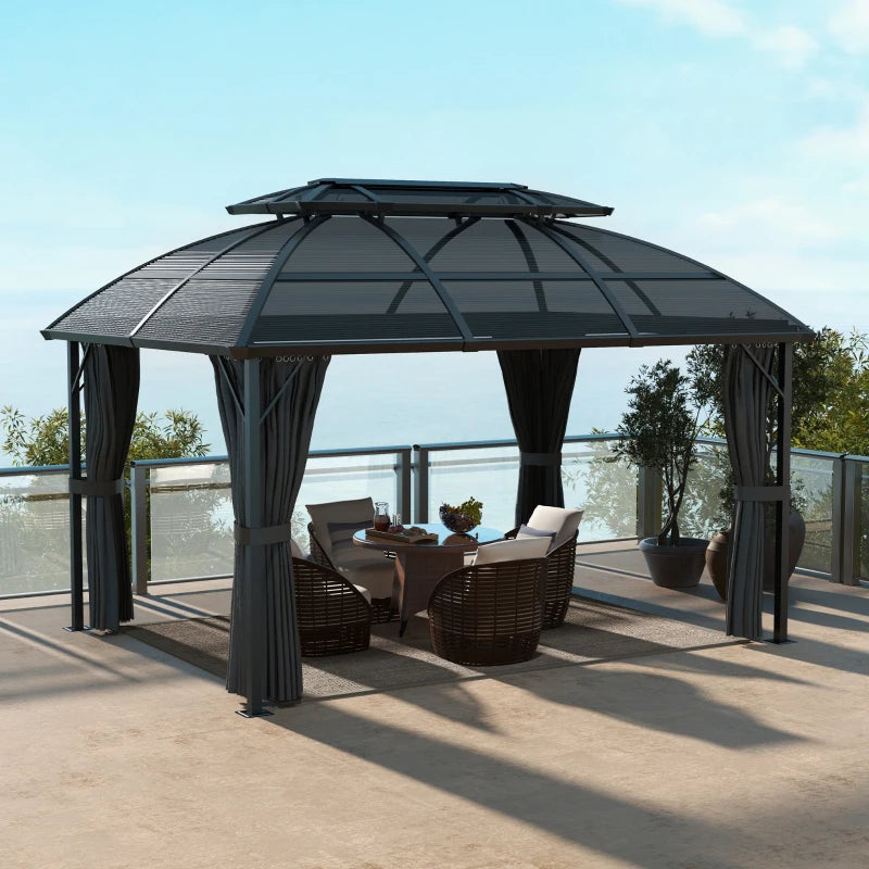 Black Aluminium Framed 4m x 3m Hard Top Gazebo