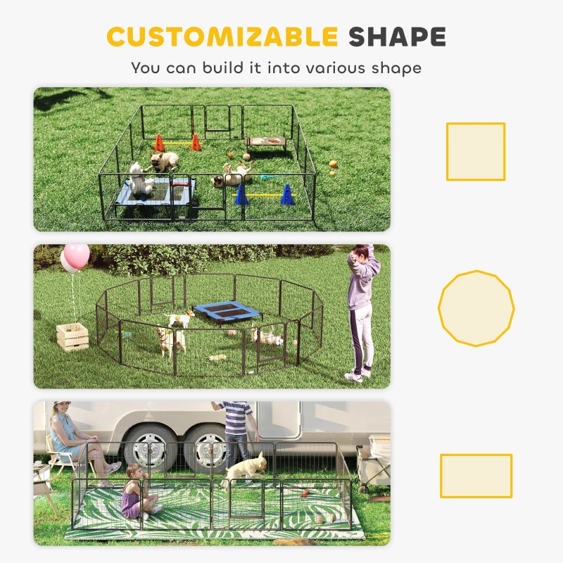 Heavy Duty 12 Panel Puppy Playpen for Small Dogs Indoor Outdoor Use Silver
