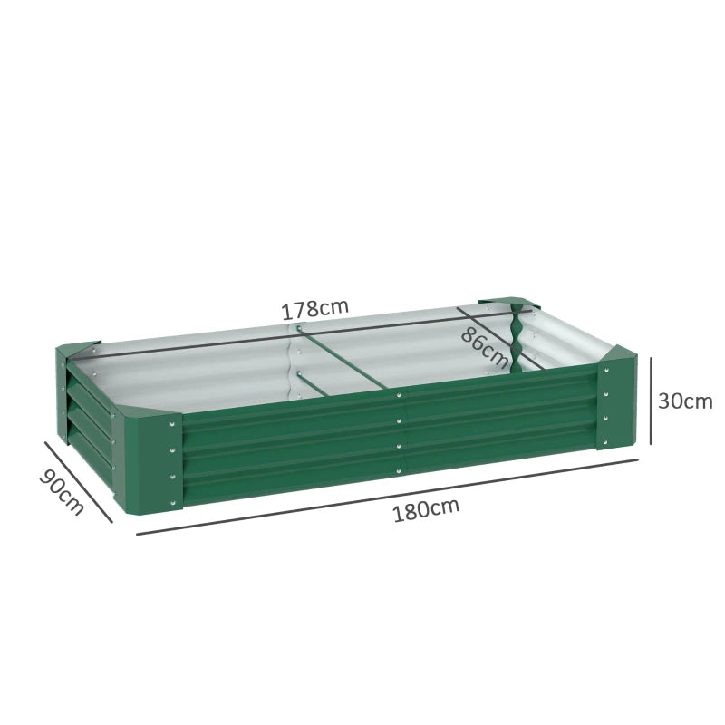 180 x 90cm Galvanised Steel Open Planter - Green Garden Planter for Outdoor Use