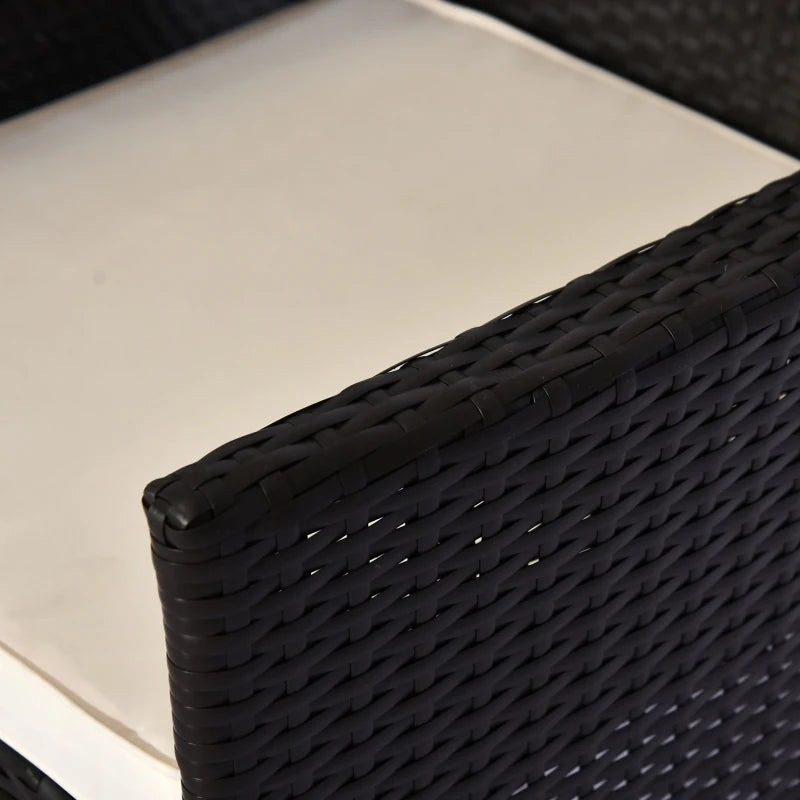 Dark Brown Rattan 2-Seater Outdoor Patio Loveseat with Drink Table