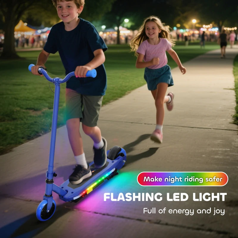 Electric Scooter for Kids Ages 6-14 with Colorful LED Lights Blue