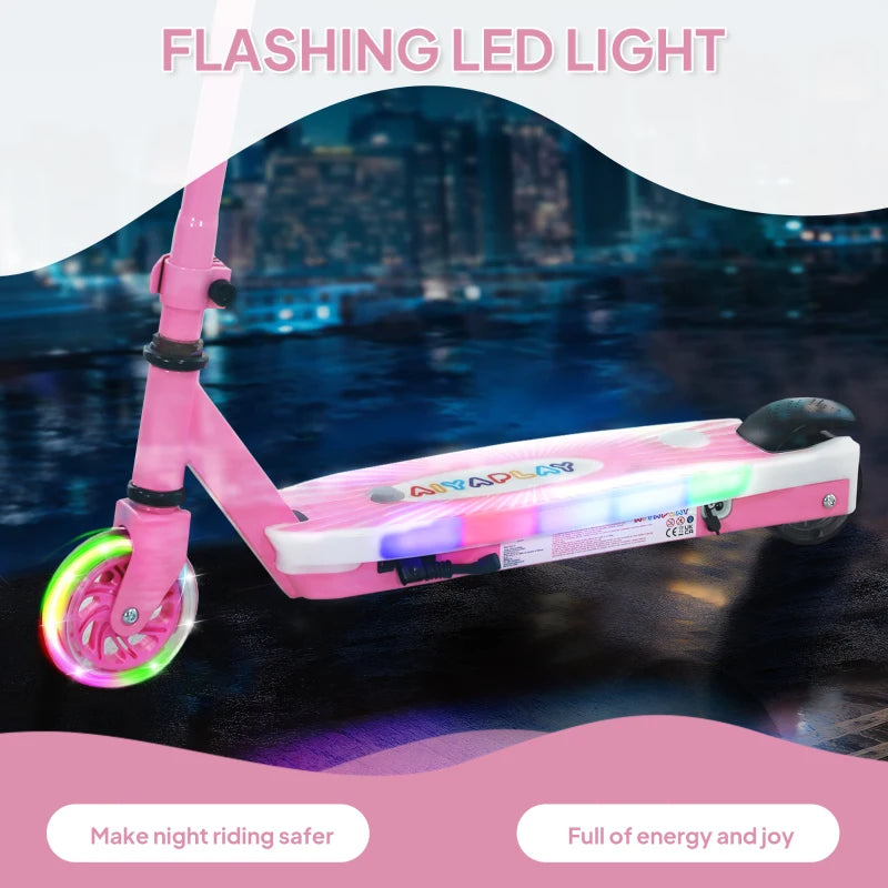Electric Scooter for Kids Ages 4-7 with LED Lights and Rear Wheels Pink