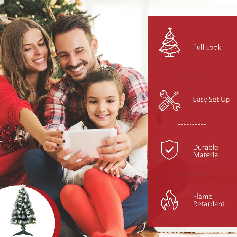 3ft Pre-Lit White Artificial Christmas Tree with 90 LEDs & Star Topper - Full Bodied Seasonal Decoration for Home