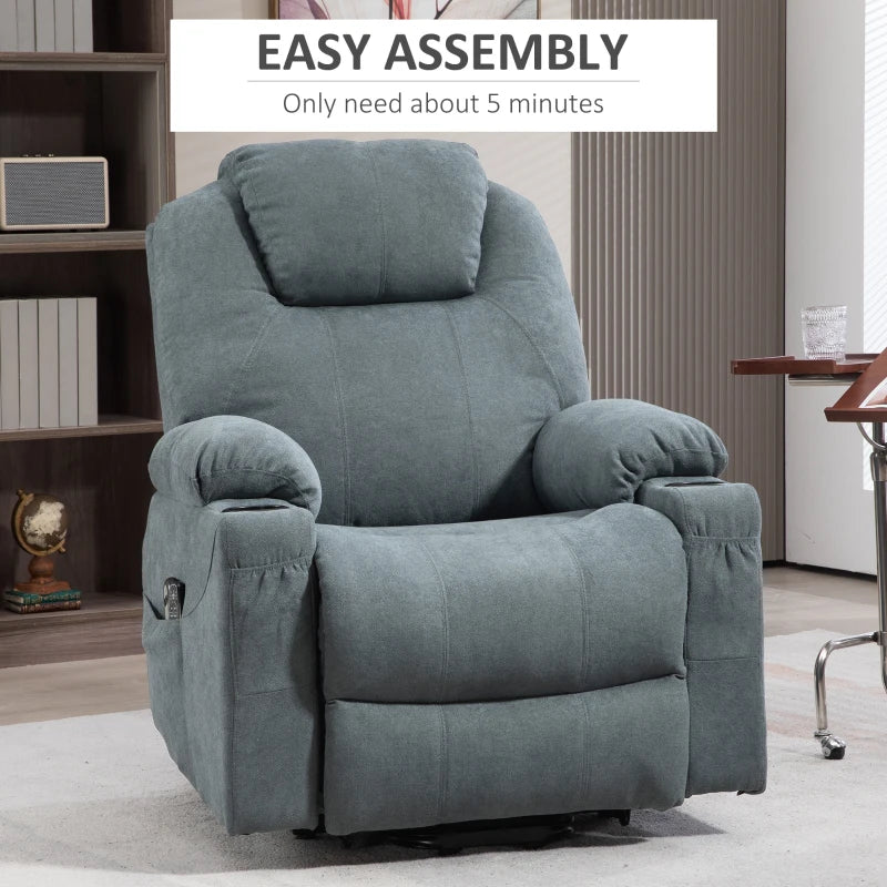 Lift and Recline Massage Armchair with Heat in Grey for Ultimate Comfort and Relaxation