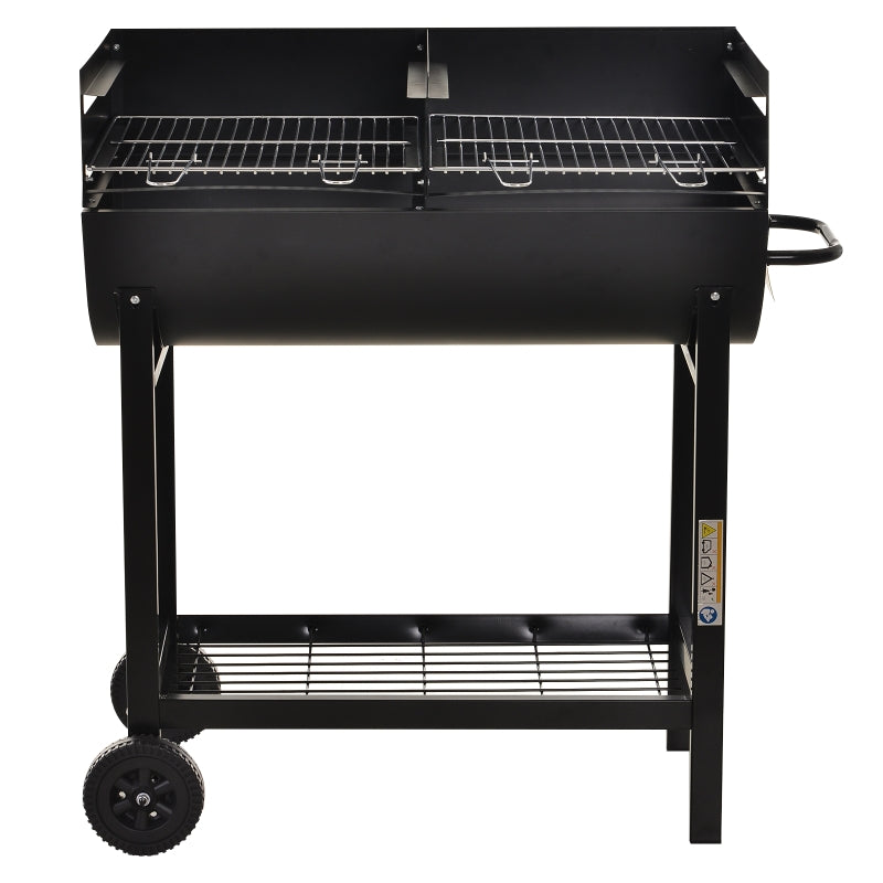 Black Steel Charcoal BBQ with Wheels