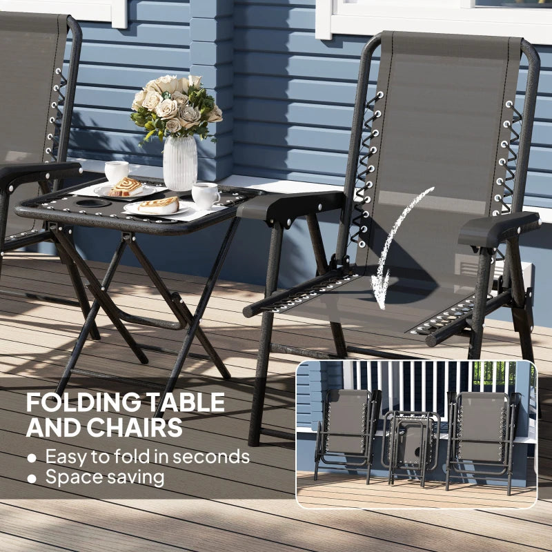 Black Three-Piece Garden Table and Chair Set
