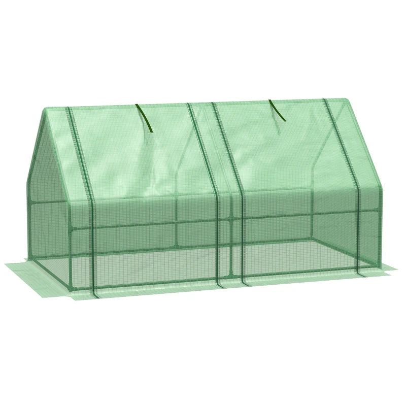 Compact Green Steel Frame Mini Greenhouse for Plants, 180 x 90 x 90 cm