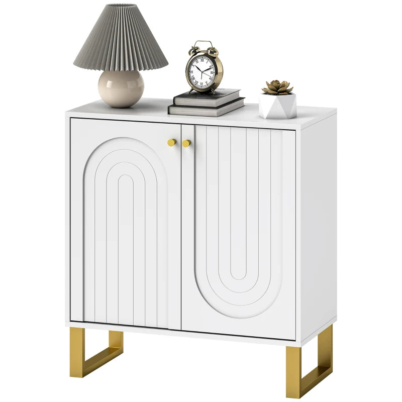 Modern 2-Door White Sideboard Storage Cabinet - Stylish Home Furniture for Living Room, Dining Room, or Entryway