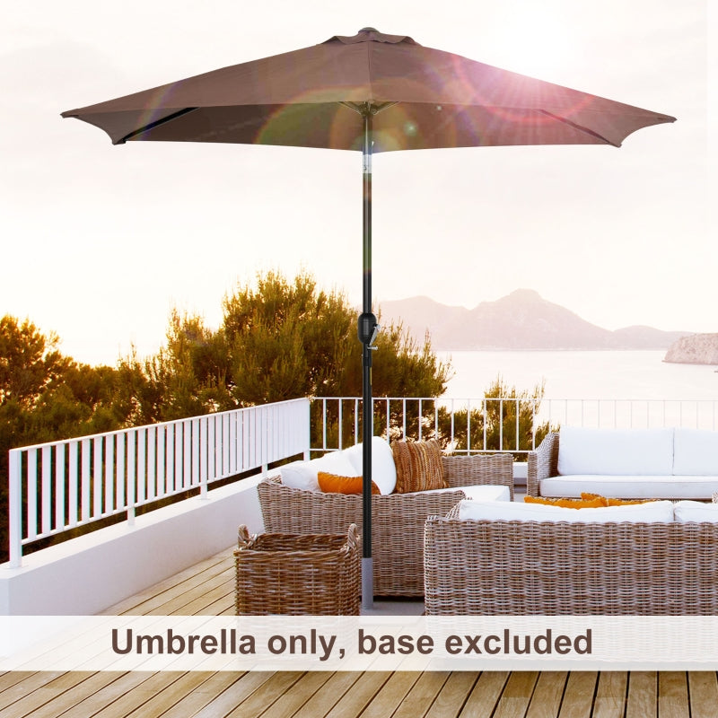 Aluminium Frame Coffee Garden Parasol Umbrella - 2.6M Tilt & Crank Sunshade