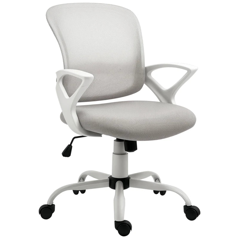 Vinsetto Grey Mesh Office Chair - Ergonomic Swivel Desk Chair with Lumbar Support & Adjustable Armrests