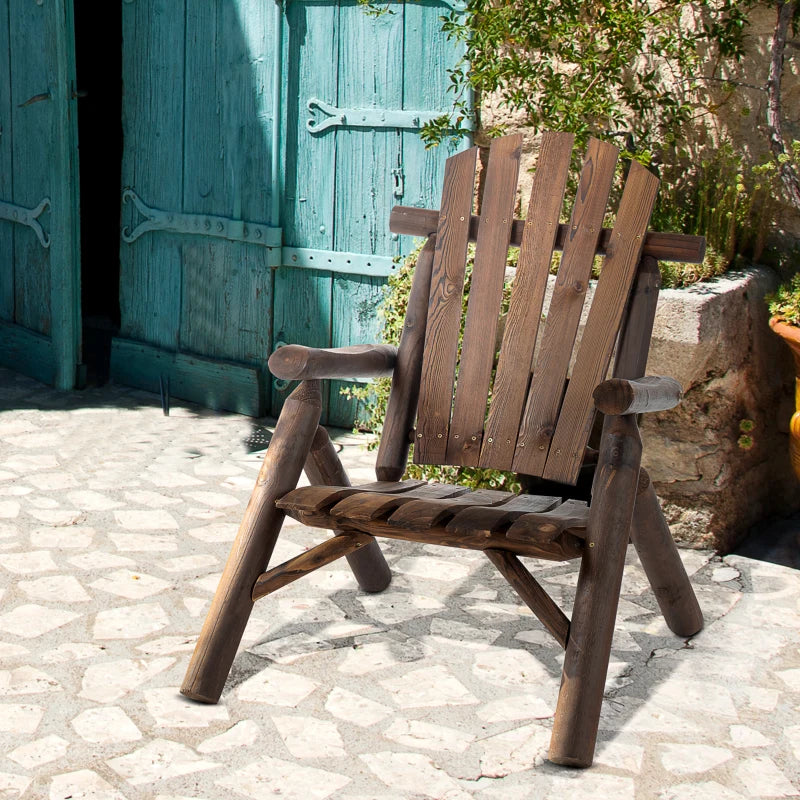 Carbonized Wood Outdoor Adirondack Lounge Chair