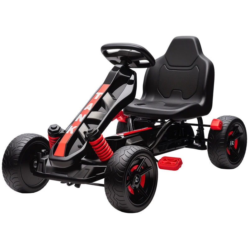 Kids Pedal Go Kart for Ages 3-6 with Freewheel System and Anti-Slip Wheels Red