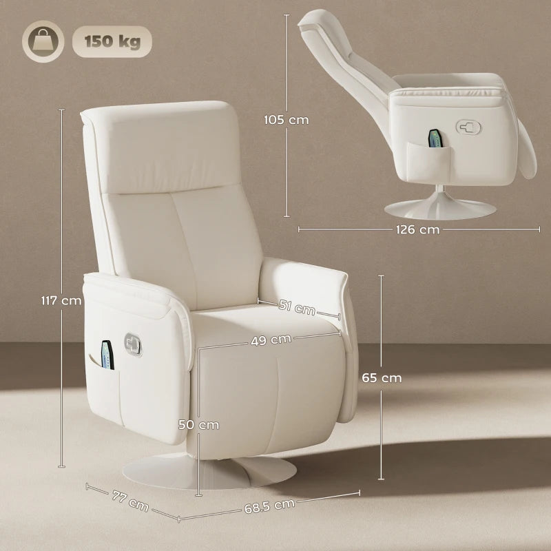Cream 10-Point Massage Recliner Armchair for Ultimate Relaxation and Comfort