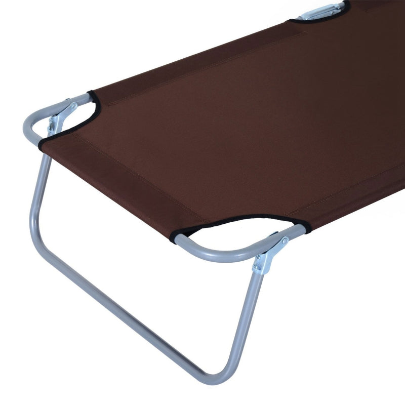 Brown Foldable Sun Lounger Set with Adjustable Backrest and Sun Shade Awning