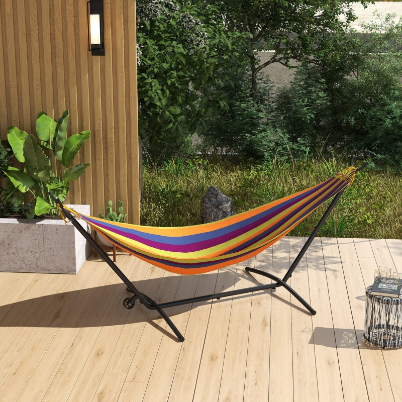 Portable Black Hammock Stand with Wheels - Adjustable Net Stand for Various Hammock Styles