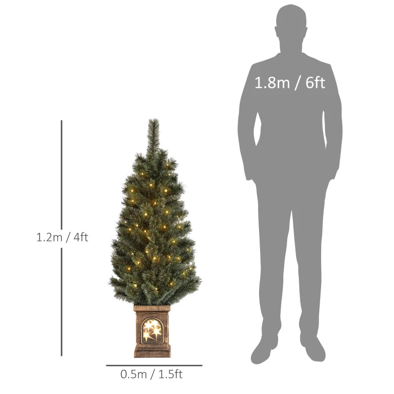 4ft Realistic Artificial Christmas Tree with 80 Warm White LED Lights & Remote - 8 Modes, Perfect for Holiday Decor