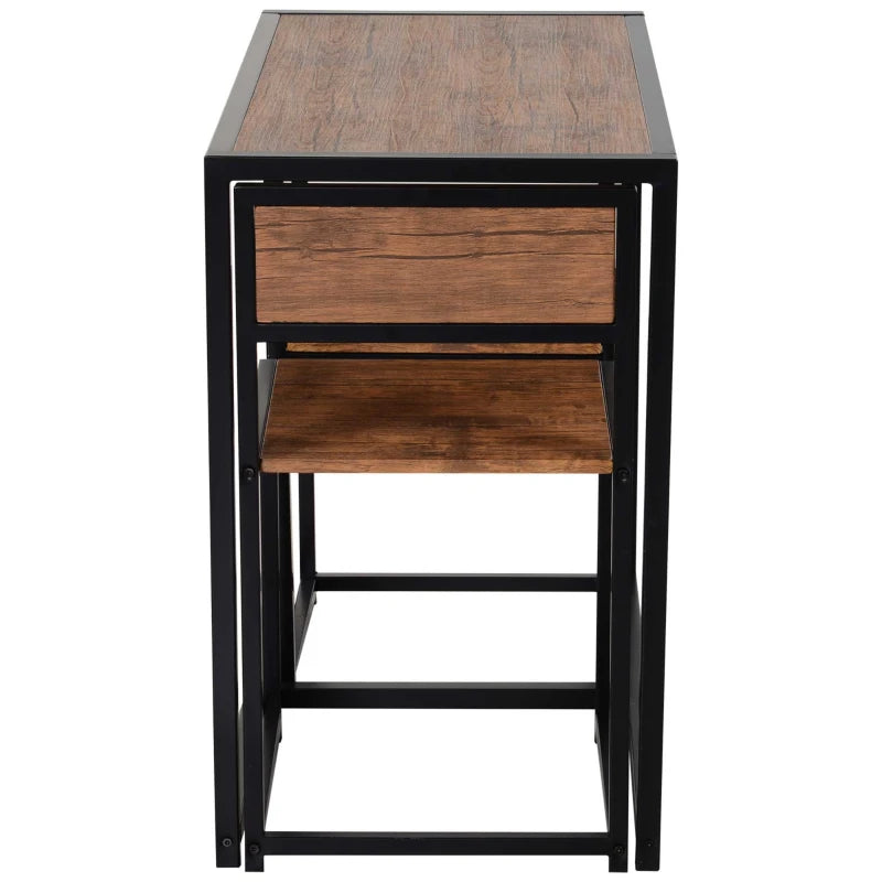 Compact Dining Table and Chairs Set for Small Spaces - Rectangular Steel Frame with Natural Finish - Ideal for Kitchens
