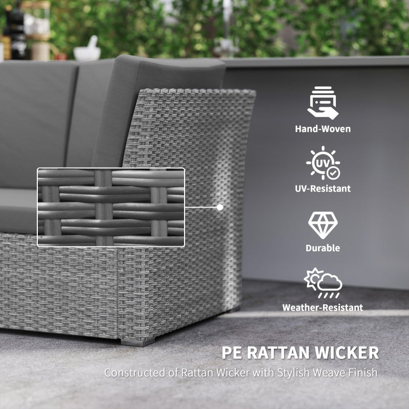 7-Piece Light Grey Rattan Garden Sofa Set with Expanding Table - Outdoor Seating
