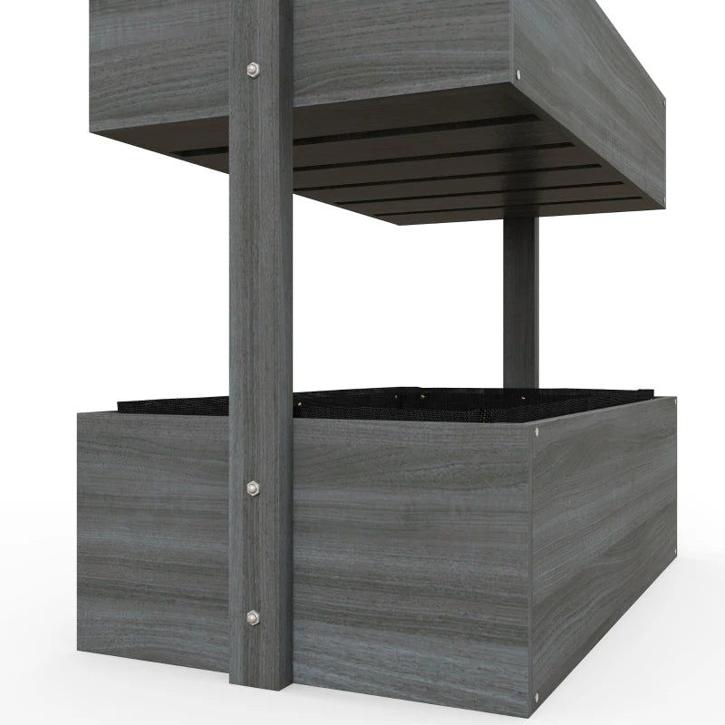 Grey Four-Tier Wooden Plant Stand
