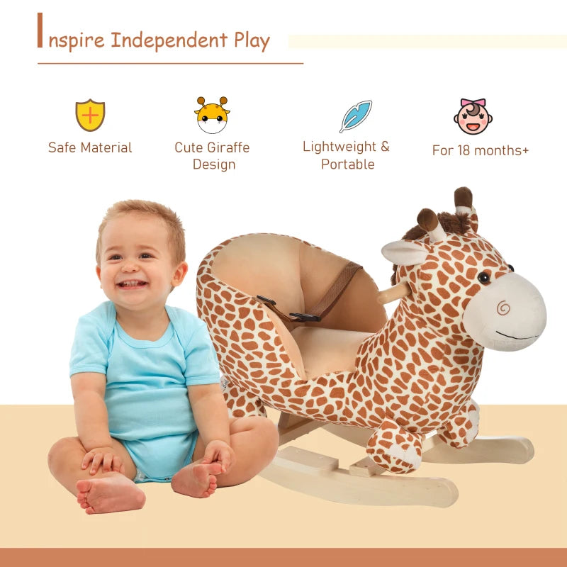 Giraffe Rocking Horse Toy for Kids - Safe Seat Belt for Toddlers - Perfect Baby Gift for Playtime