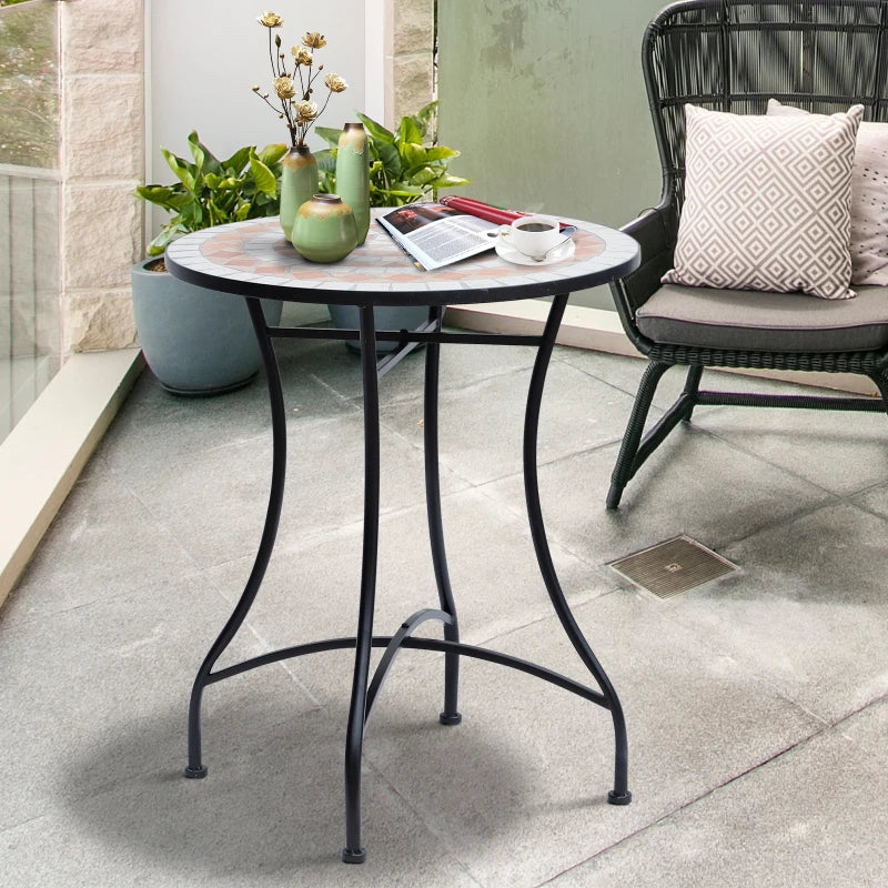 Blue Mosaic Round Bistro Table - Outdoor Patio Furniture