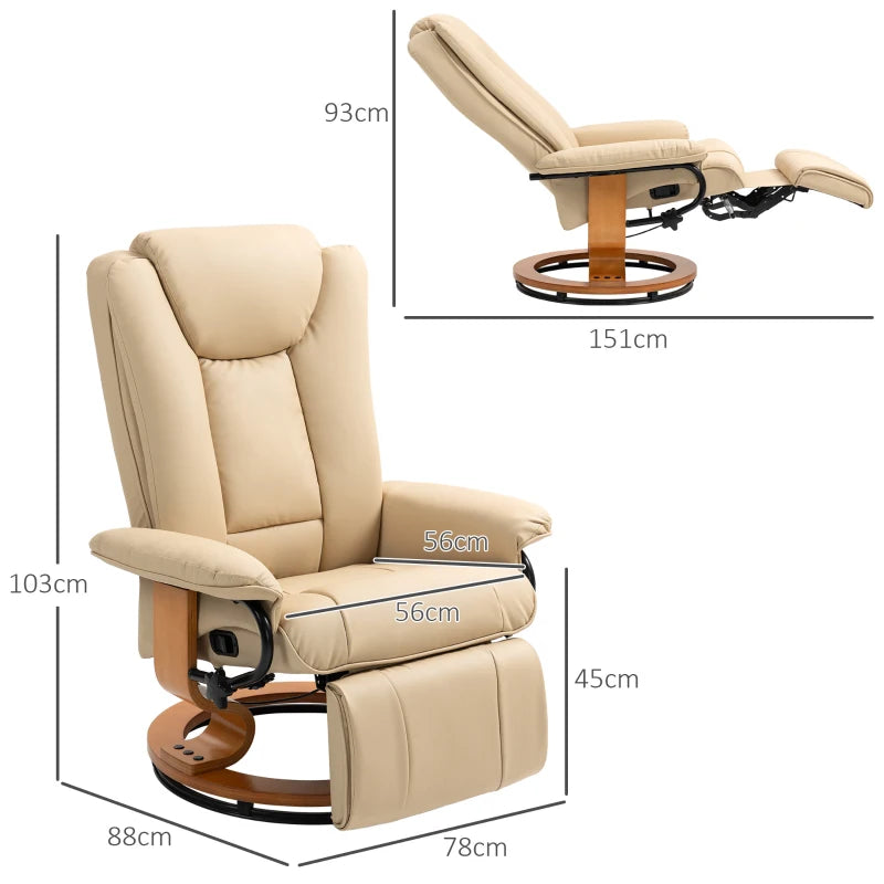 Beige Faux Leather Recliner Chair for Ultimate Comfort and Style in Your Living Room
