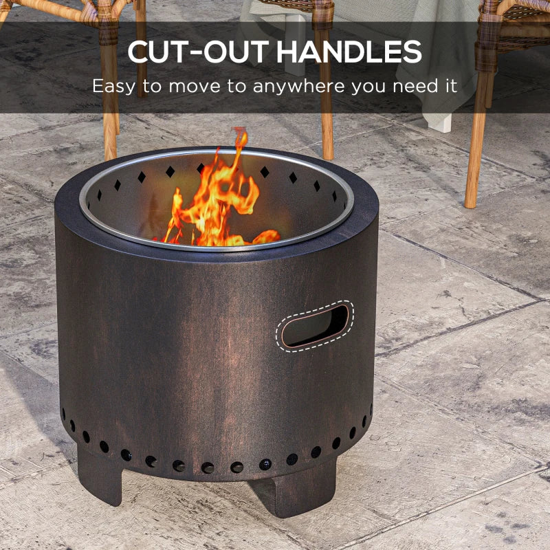 Metal Wood-Burning Smokeless Fire Pit - Stylish Black Outdoor Fire Pit for Backyard Gatherings and Cozy Evenings