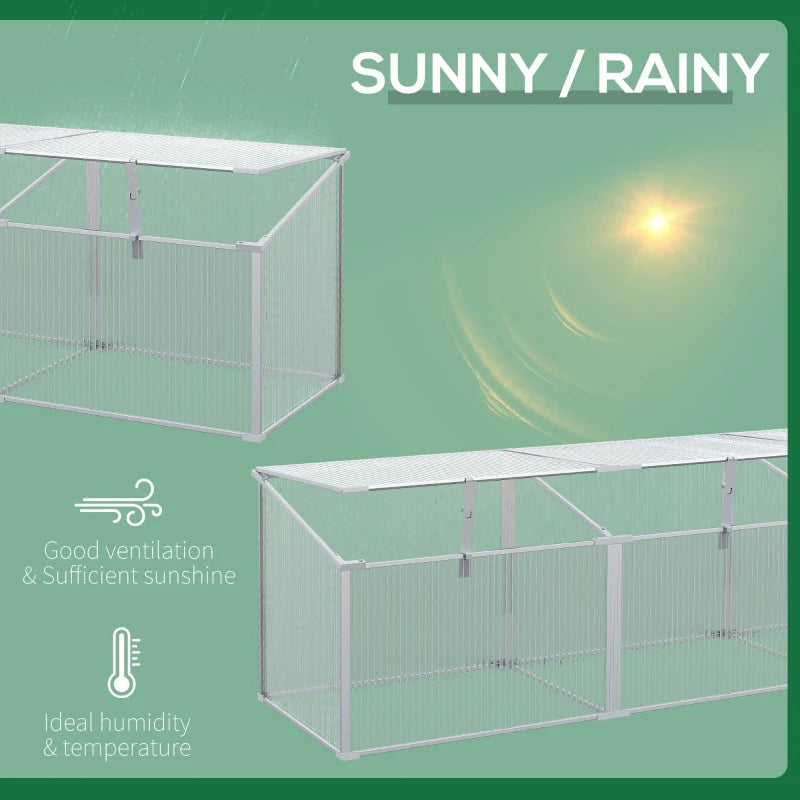 Green Polycarbonate Raised Bed Greenhouse 180x51x51cm