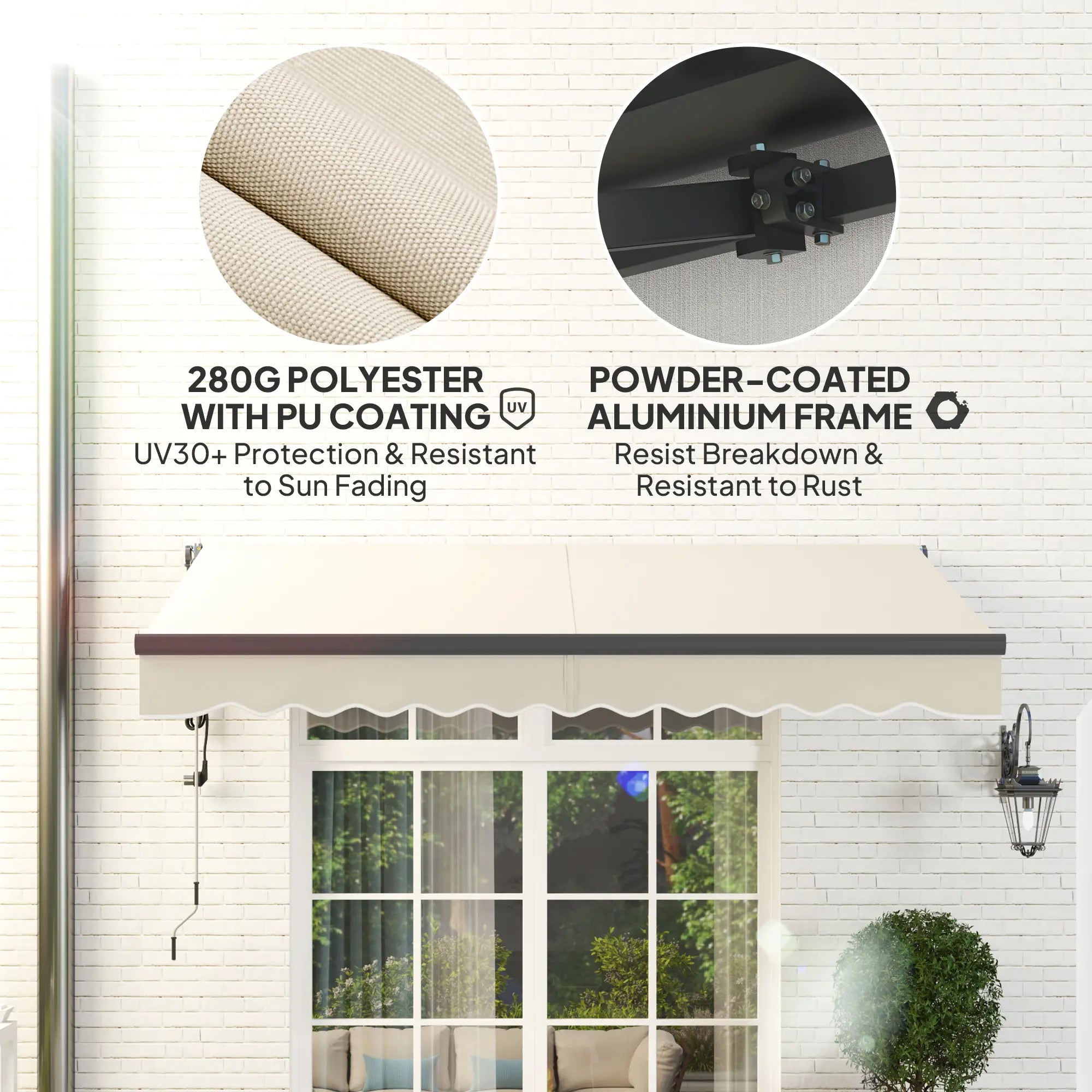 2.5m x 3m Electric/Manual Awning With Remote Controller - Beige
