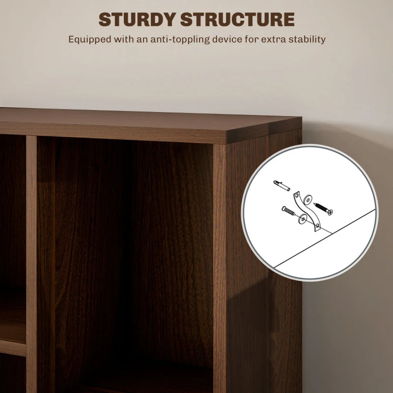 Stylish Seven-Cube Bookcase in Walnut Wood Effect - Modern Storage Solution for Home or Office