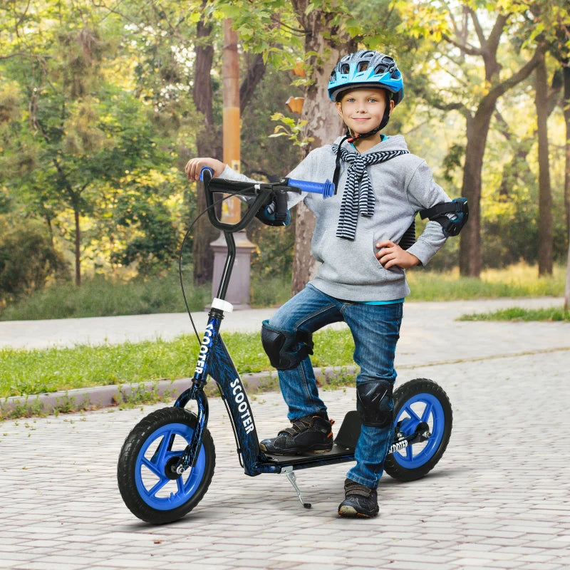 Adjustable Kids Scooter with Non-slip Footplate and Rear Brake for Safe Riding Blue
