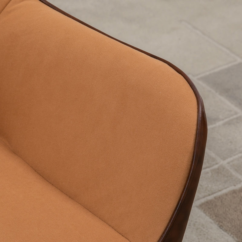 Set of 2 Velvet Accent Chairs with Gold Legs for Modern Living Room and Bedroom, Light Brown Upholstery