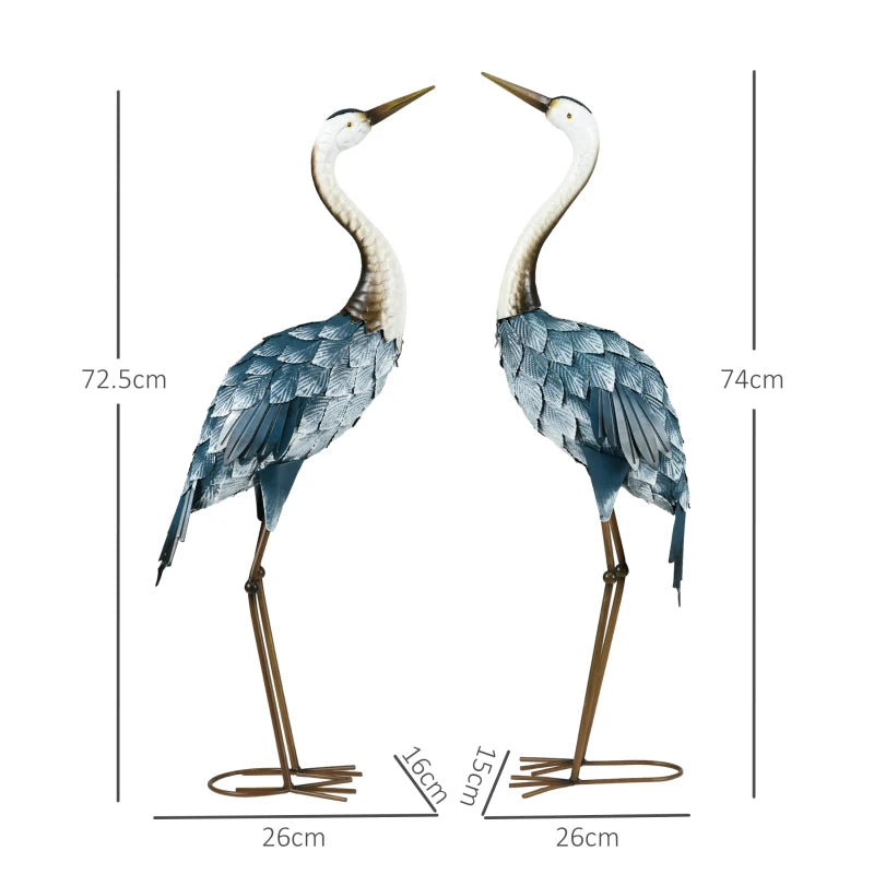 Colorful Crane Garden Statues - 2 Piece Set