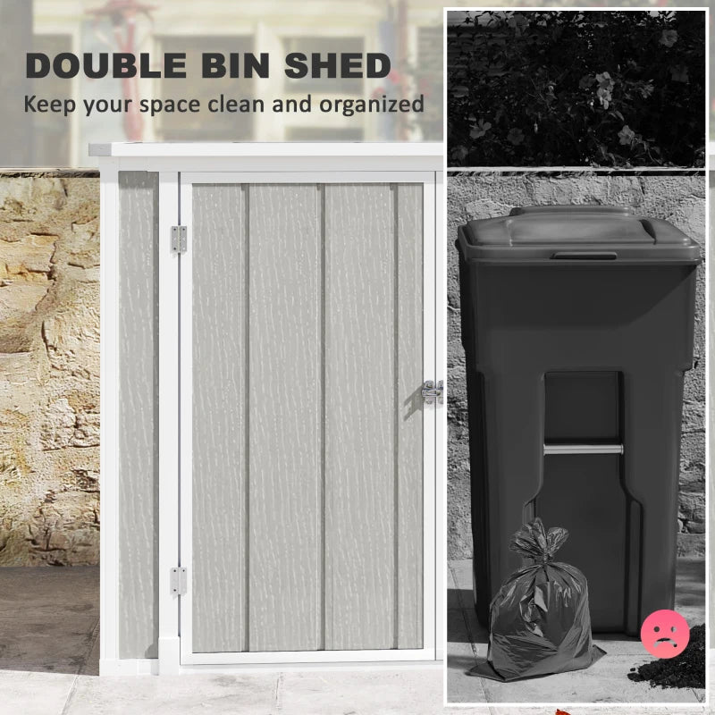 4.7ft x 2.5ft Lockable Light Grey Garden Shed - Outdoor Storage for 2 Trash Cans & Tools