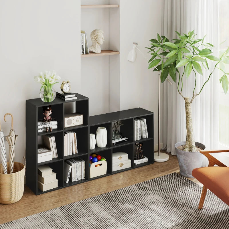 Stylish 6-Cube Bookshelf in Black - Modern Storage Solution for Home or Office, Perfect for Organizing Books and Decor