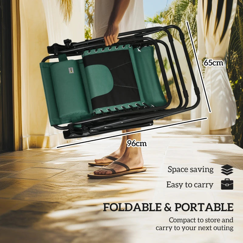 Zero Gravity Lounger Chair - Folding Reclining Patio Chair with Shade Cover, Padded Seat, Cup Holder, Soft Cushion and Headrest - Green, Large Size