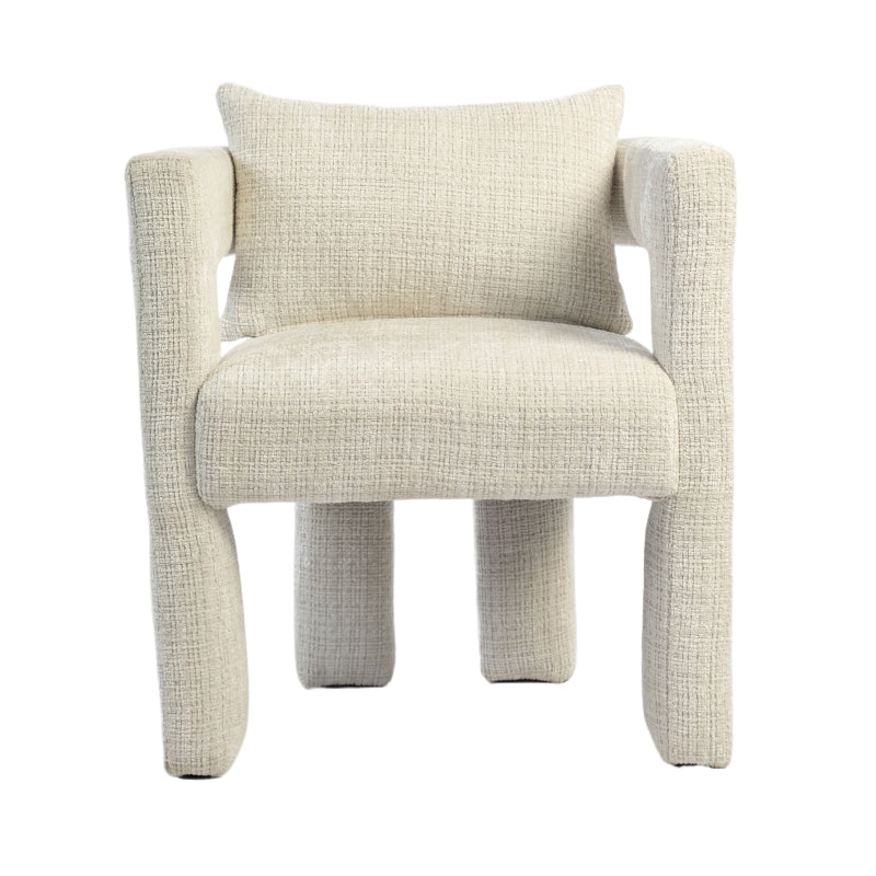 Set of 2 Modern Accent Chairs with Hollow Armrests, Cushions and Pillows for Stylish Living Room, Beige