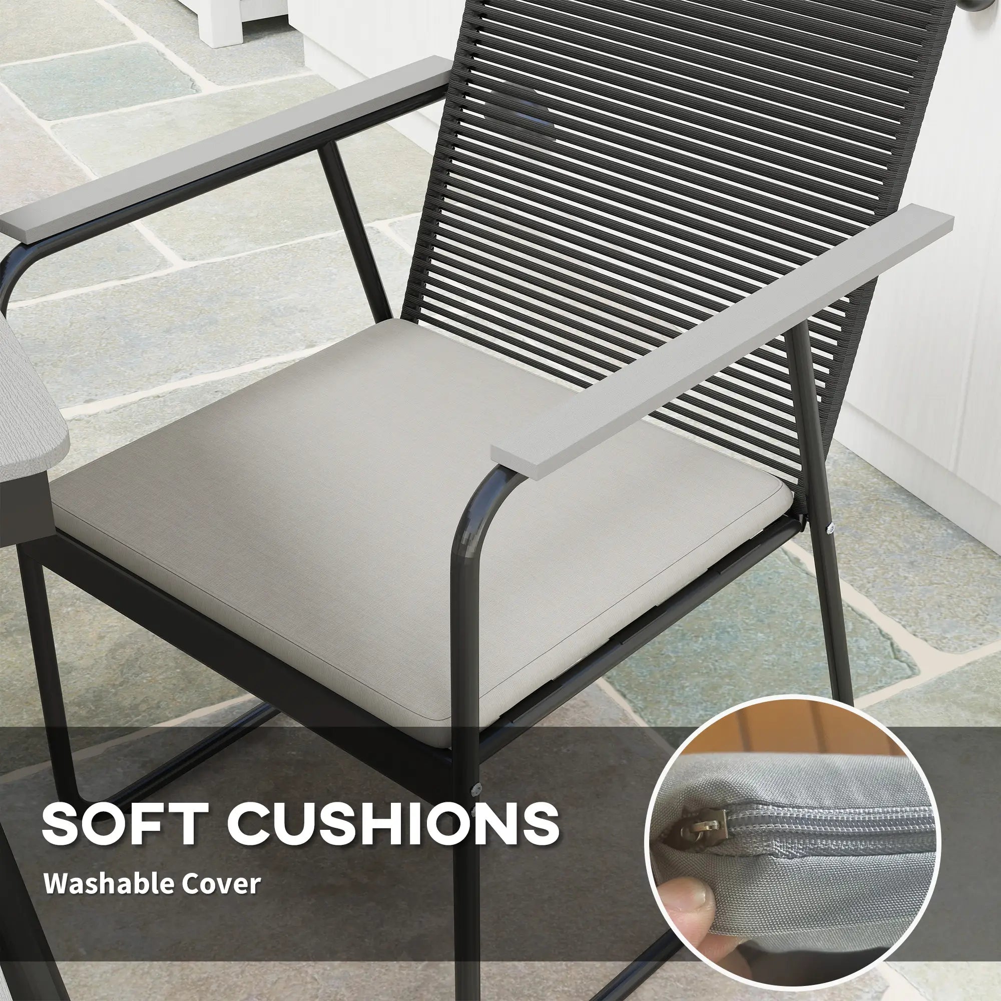 Grey 6 Seater Rattan Garden Dining Set with Cushions – Outdoor Patio Furniture with Rectangular Table