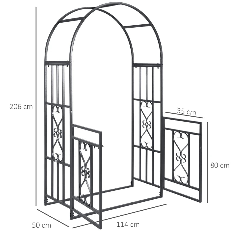 Metal Garden Arch with Double Gates for Climbing Plants, Roses, Vines - Outdoor Wedding Arbor