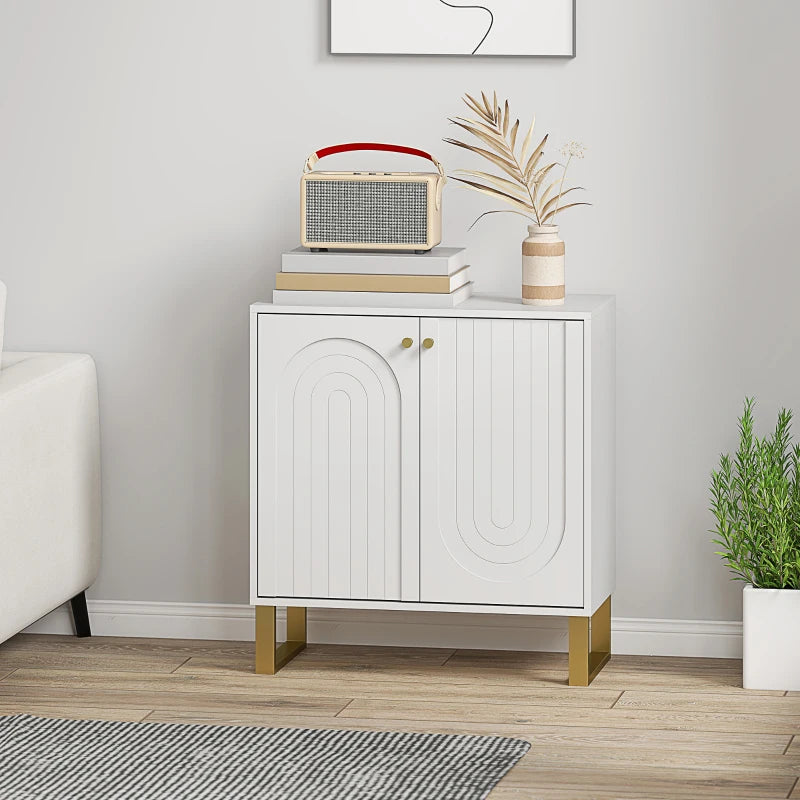 Modern 2-Door White Sideboard Storage Cabinet - Stylish Home Furniture for Living Room, Dining Room, or Entryway