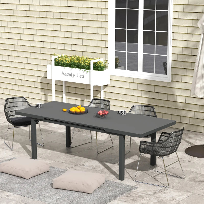 Aluminium Extendable Outdoor Dining Table - Charcoal Grey, Seats 6-8