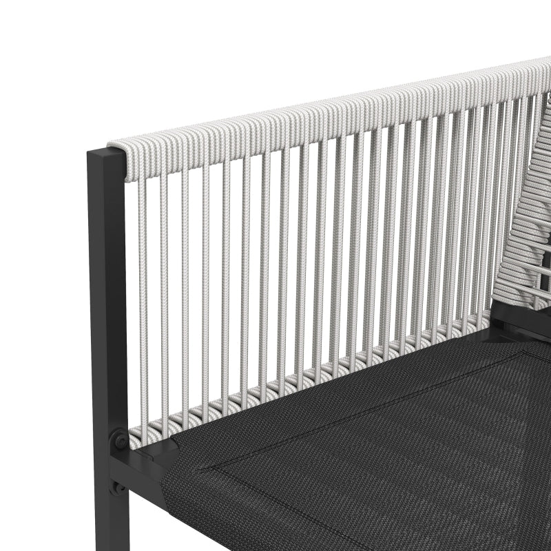 5-Piece Light Grey Metal Dining Set with Folding Back Chairs - Outdoor Patio Furniture